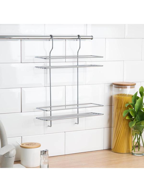 Полка для рейлинга прямая, 2-х ярусная, 38×26,5×11,5 см, d=25 мм, цвет хром