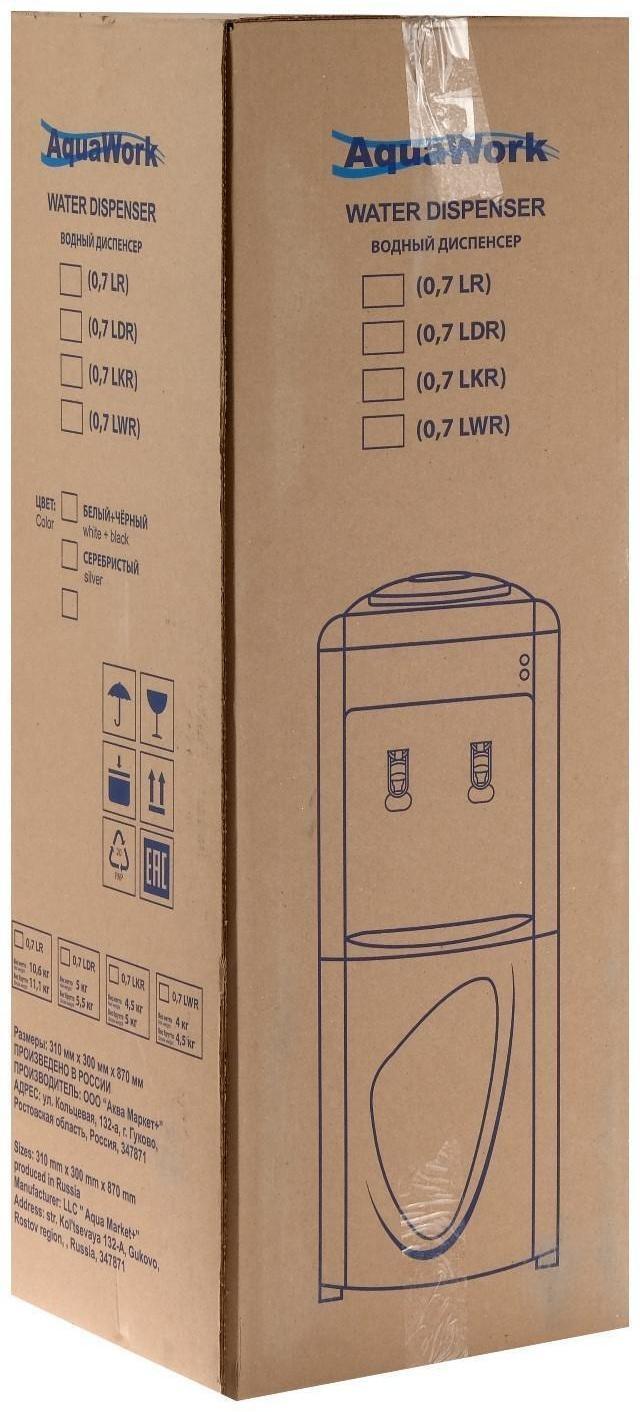 Кулер для воды AquaWork AW 0.7LDR, нагрев и охлаждение, 700/70 Вт, белый с черным