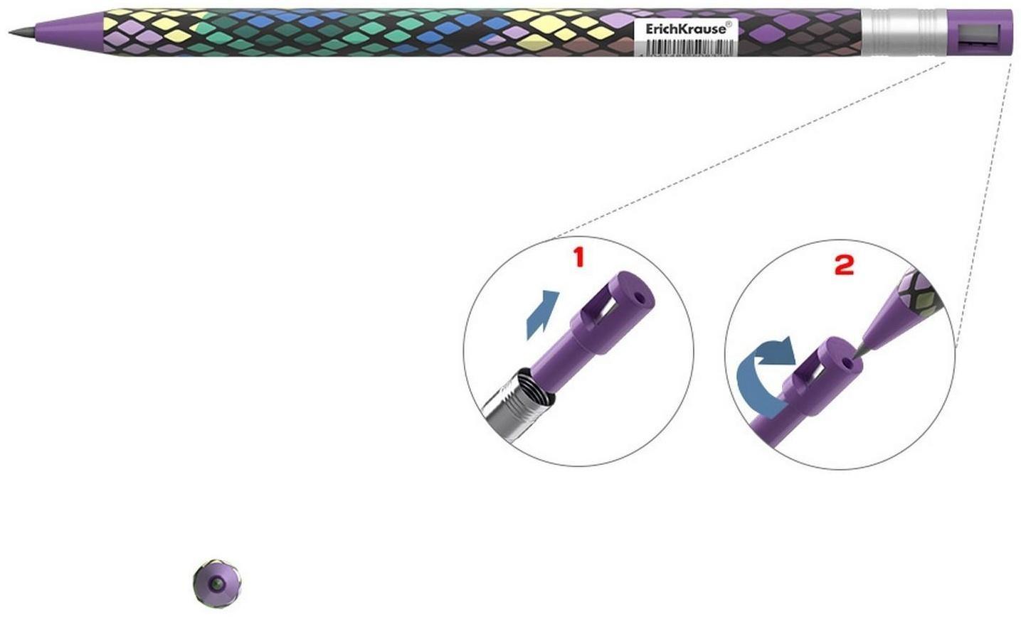 Карандаш механический НВ, 2,0 мм, ErichKrause ColorTouch Purple Python, с точилкой, корпус 