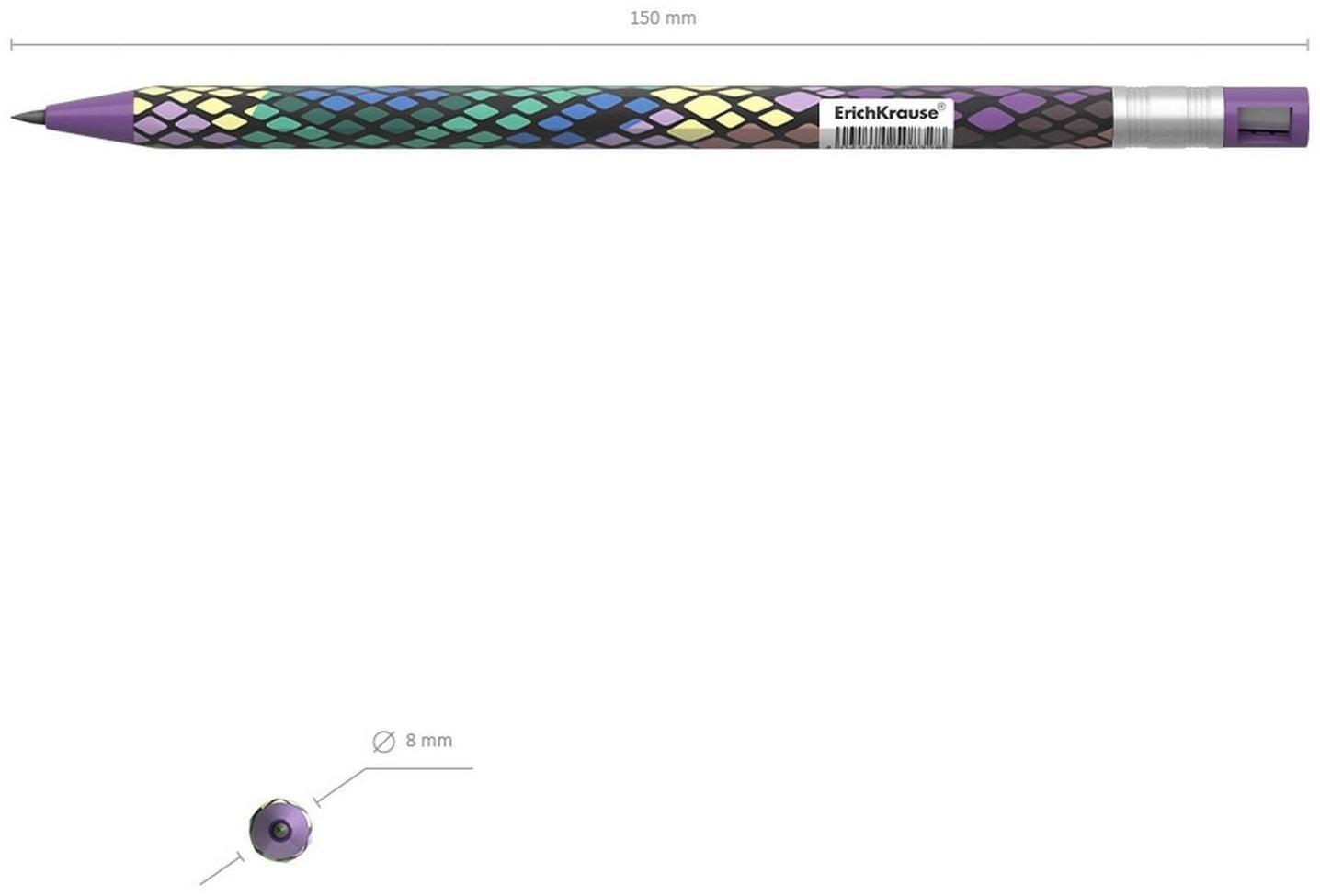 Карандаш механический НВ, 2,0 мм, ErichKrause ColorTouch Purple Python, с точилкой, корпус 