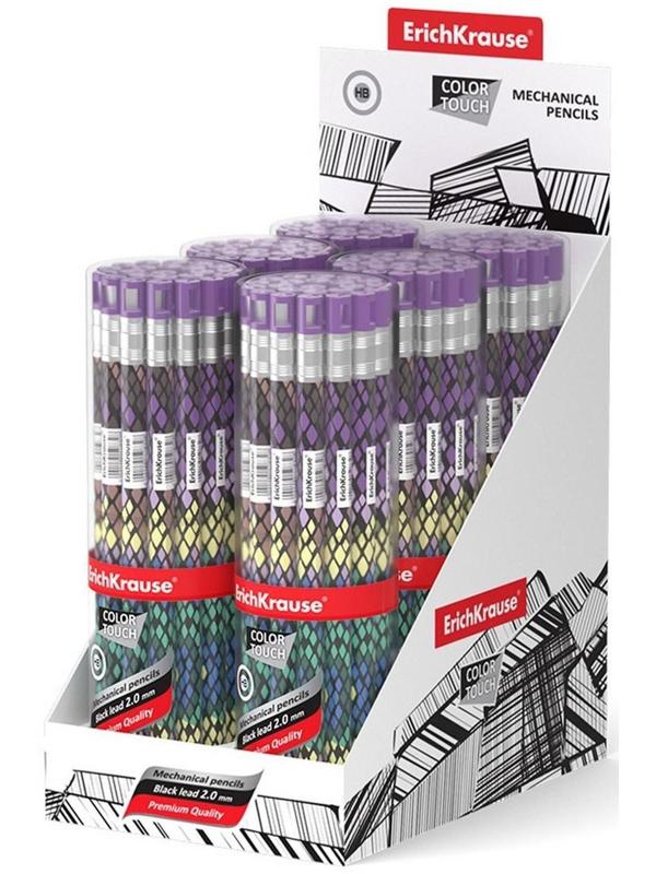 Карандаш механический НВ, 2,0 мм, ErichKrause ColorTouch Purple Python, с точилкой, корпус 