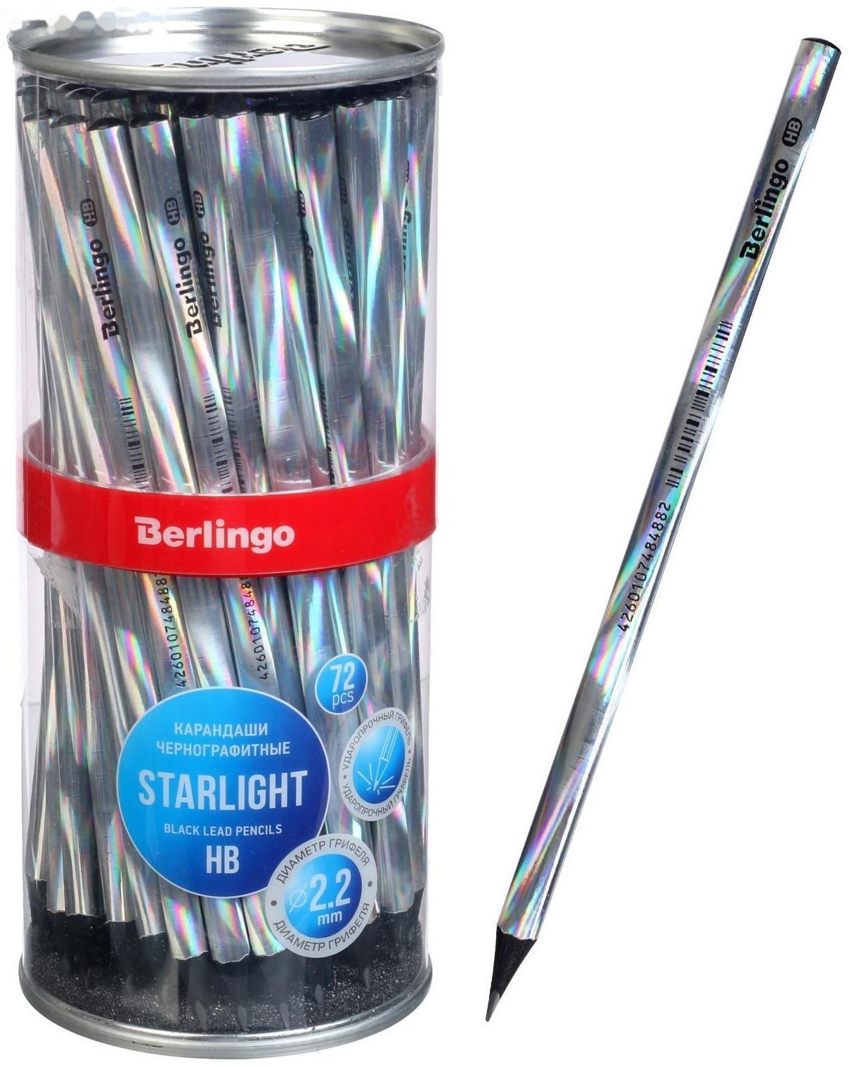 Карандаш чернографитных Berlingo Starlight HB, черное дерево, трехгранный, заточен