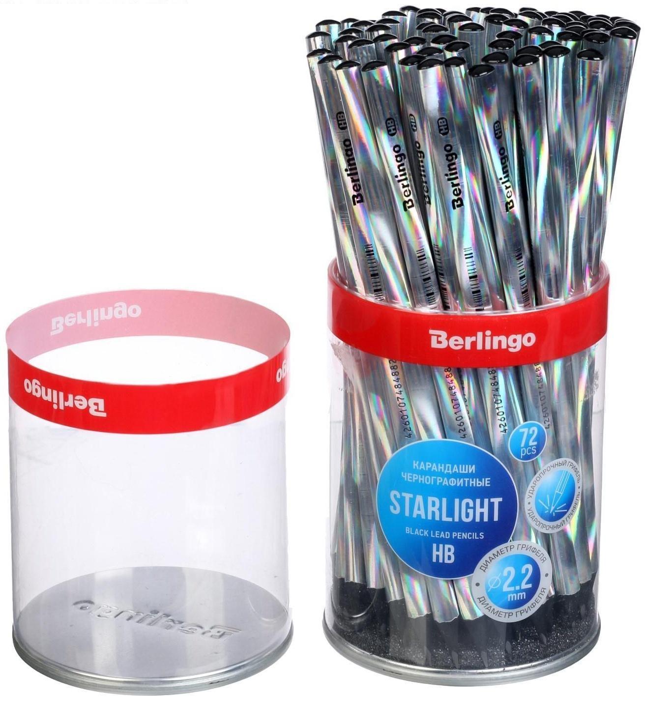 Карандаш чернографитных Berlingo Starlight HB, черное дерево, трехгранный, заточен
