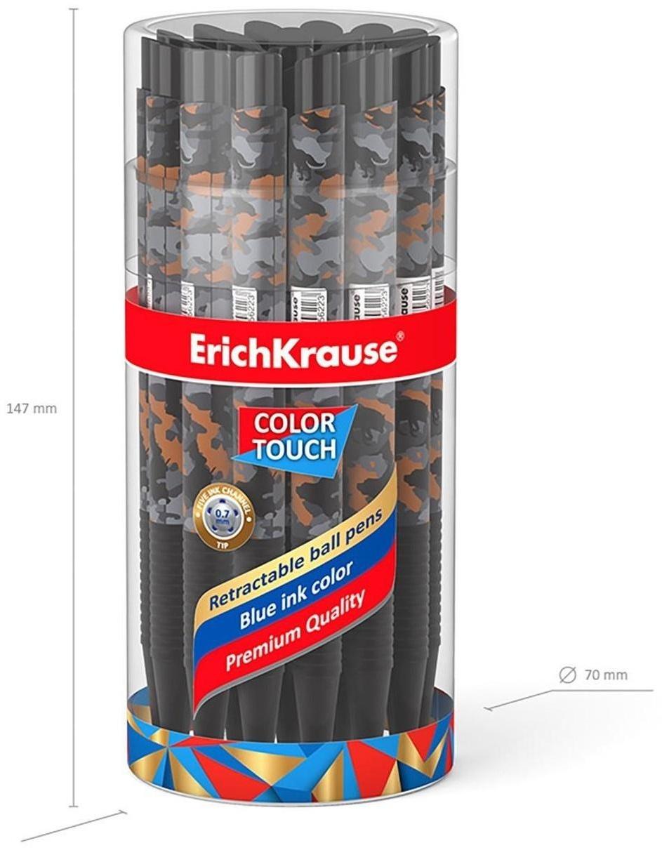 Ручка шариковая автоматическая ErichKrause ColorTouch Rough Native, узел 0.7 мм, чернила синие