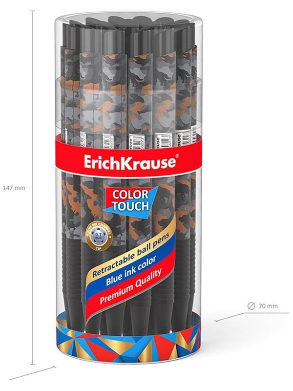 Ручка шариковая автоматическая ErichKrause ColorTouch Rough Native, узел 0.7 мм, чернила синие