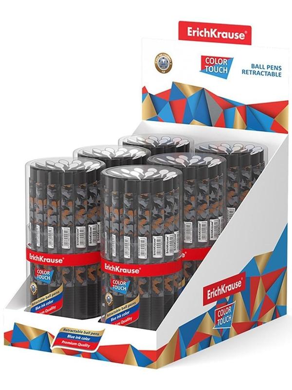 Ручка шариковая автоматическая ErichKrause ColorTouch Rough Native, узел 0.7 мм, чернила синие