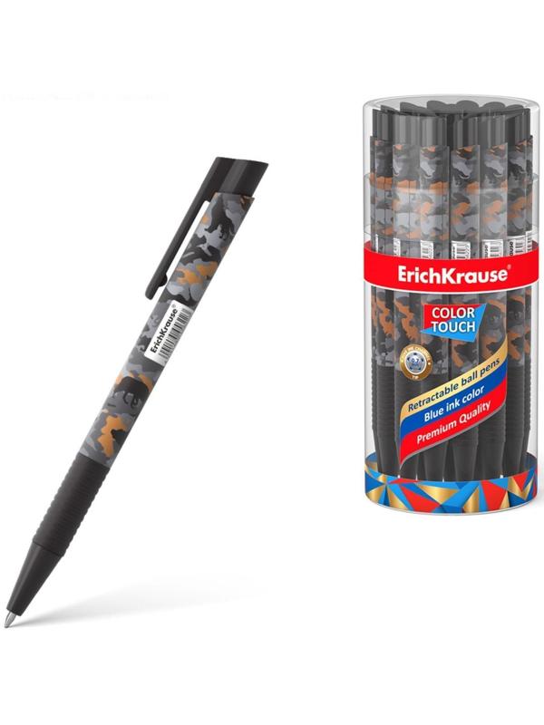 Ручка шариковая автоматическая ErichKrause ColorTouch Rough Native, узел 0.7 мм, чернила синие