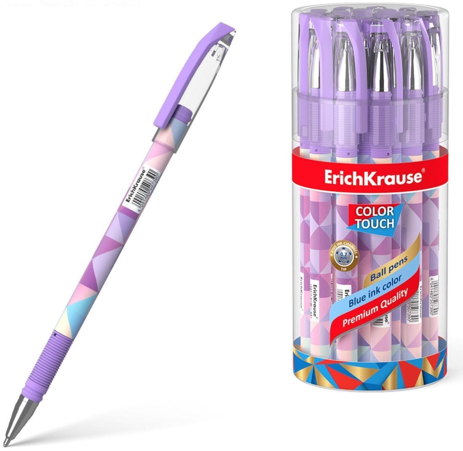 Ручка шариковая ErichKrause ColorTouch Magic Rhombs, узел 0.7 мм, чернила синие