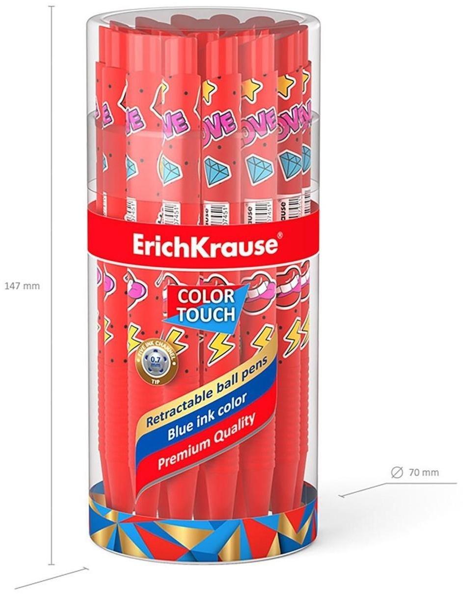 Ручка шариковая автоматическая ErichKrause ColorTouch Sweet love, узел 0.7 мм, тонкое письмо, корпус Soft Touch, корпус с дизайном, чернила синие