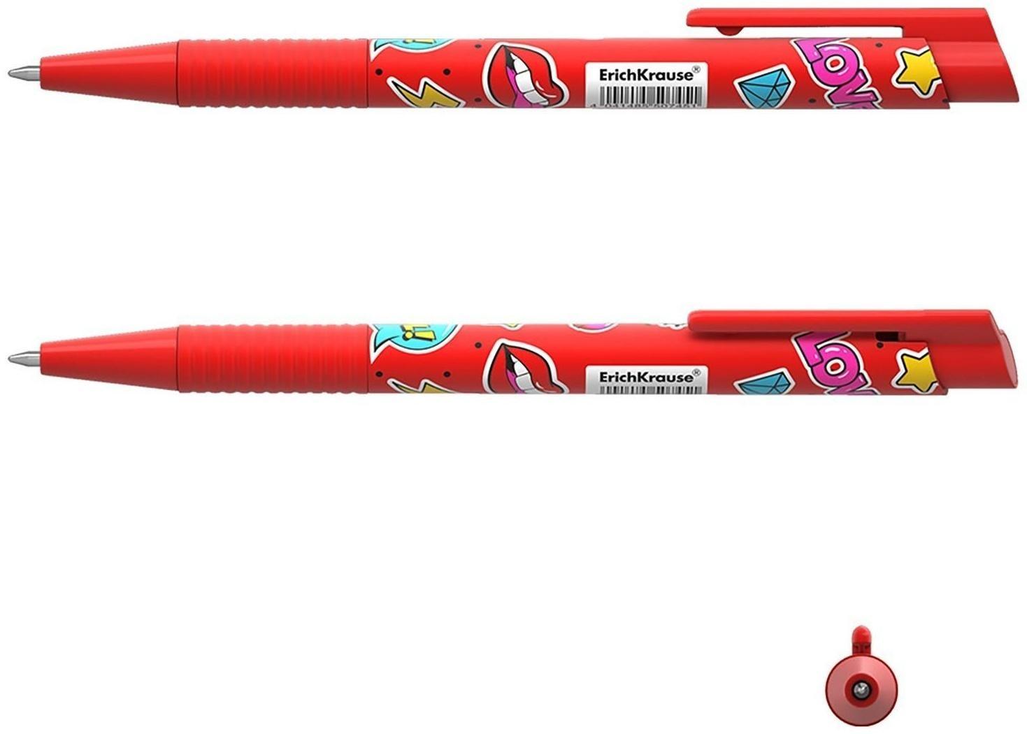 Ручка шариковая автоматическая ErichKrause ColorTouch Sweet love, узел 0.7 мм, тонкое письмо, корпус Soft Touch, корпус с дизайном, чернила синие