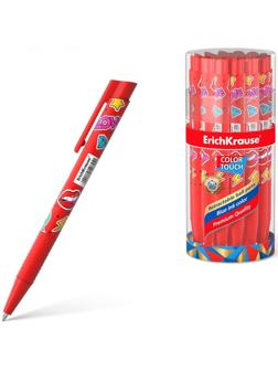 Ручка шариковая автоматическая ErichKrause ColorTouch Sweet love, узел 0.7 мм, тонкое письмо, корпус Soft Touch, корпус с дизайном, чернила синие
