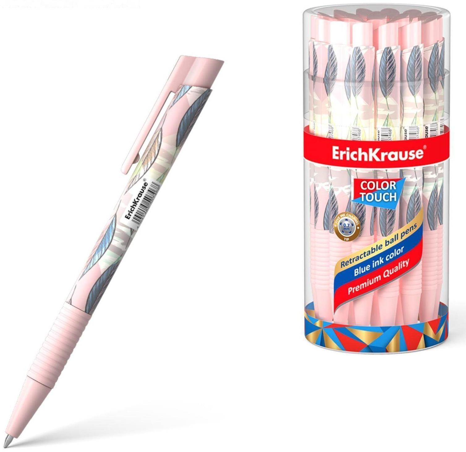Ручка шариковая автоматическая ErichKrause ColorTouch Flora, узел 0.7 мм, чернила синие