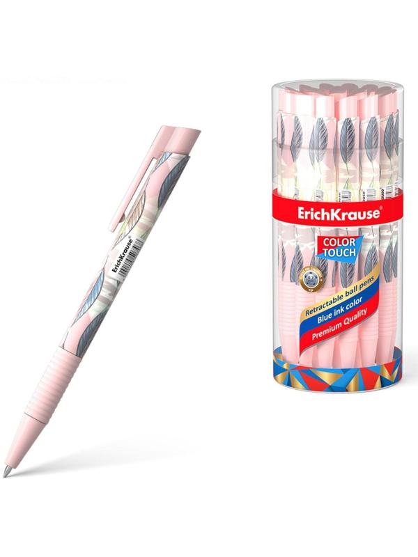 Ручка шариковая автоматическая ErichKrause ColorTouch Flora, узел 0.7 мм, чернила синие