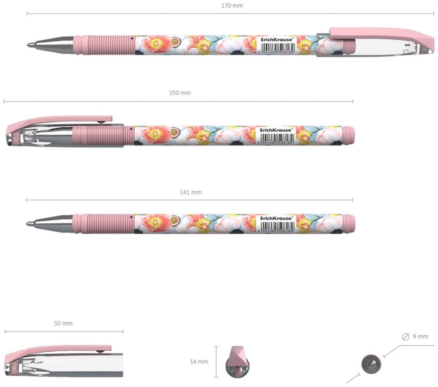 Ручка шариковая ErichKrause ColorTouch Flower Cocktail, узел 0.7 мм, чернила синие