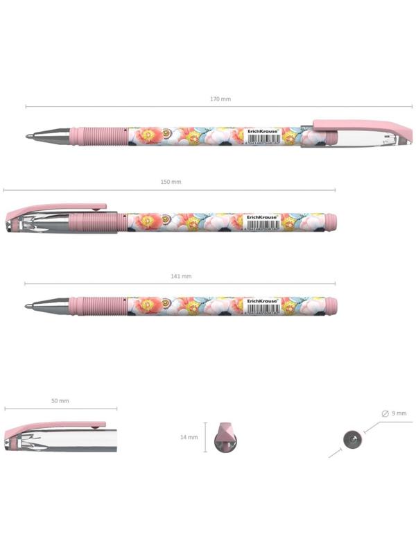 Ручка шариковая ErichKrause ColorTouch Flower Cocktail, узел 0.7 мм, чернила синие