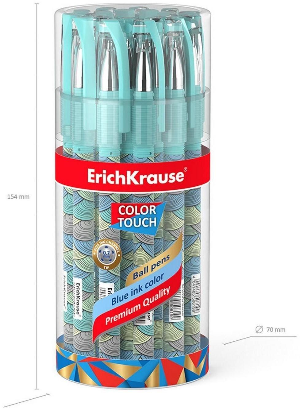 Ручка шариковая ErichKrause ColorTouch Emerald Wave, узел 0.7 мм, чернила синие