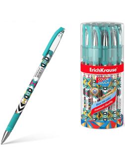 Ручка шариковая ErichKrause ColorTouch Ornament, узел 0.7 мм, тонкое письмо, резиновый держатель, стержень с дизайном, чернила синие
