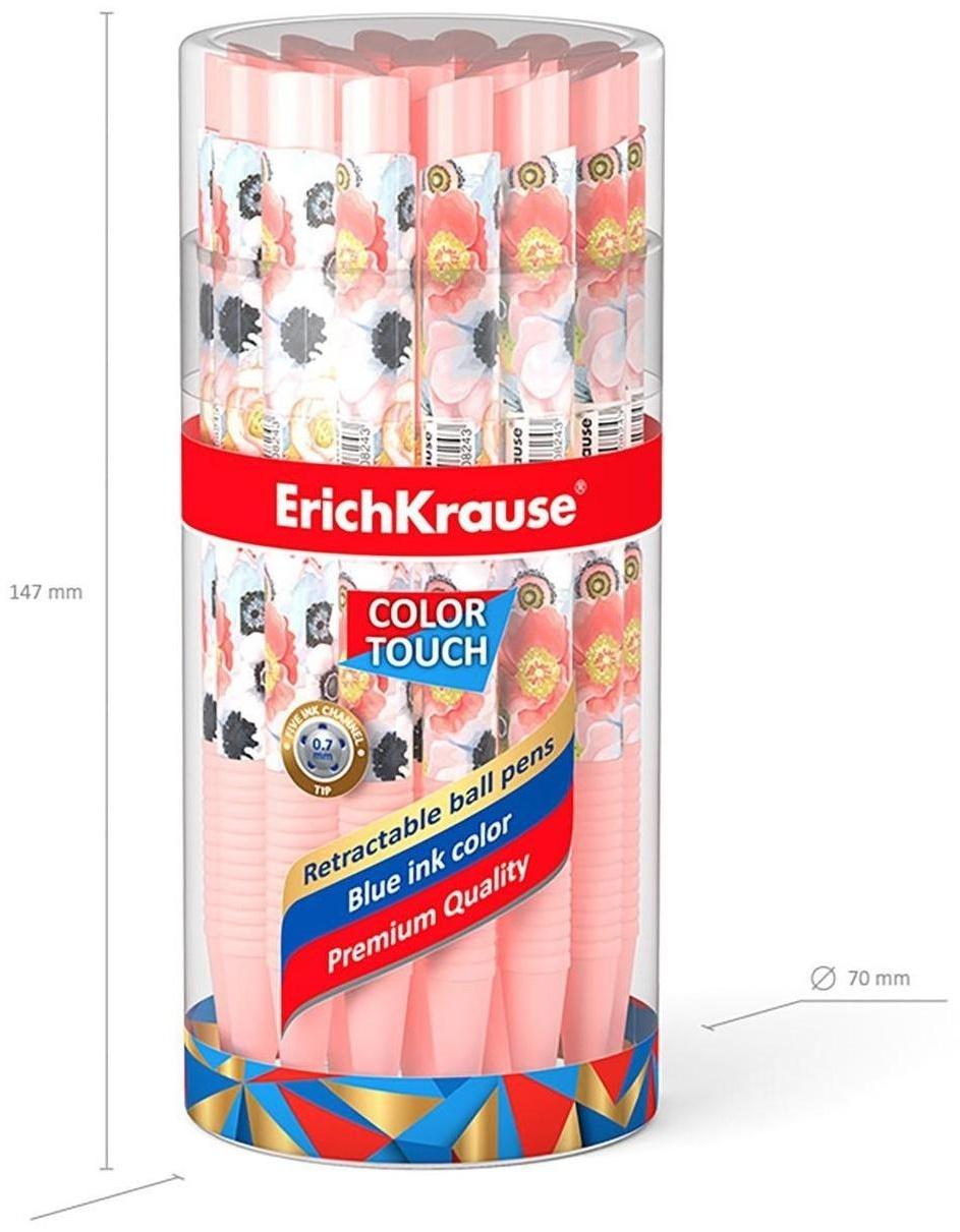 Ручка шариковая автоматическая ErichKrause ColorTouch Flower Cocktail, узел 0.7 мм, тонкое письмо, корпус Soft Touch, корпус с дизайном, чернила синие