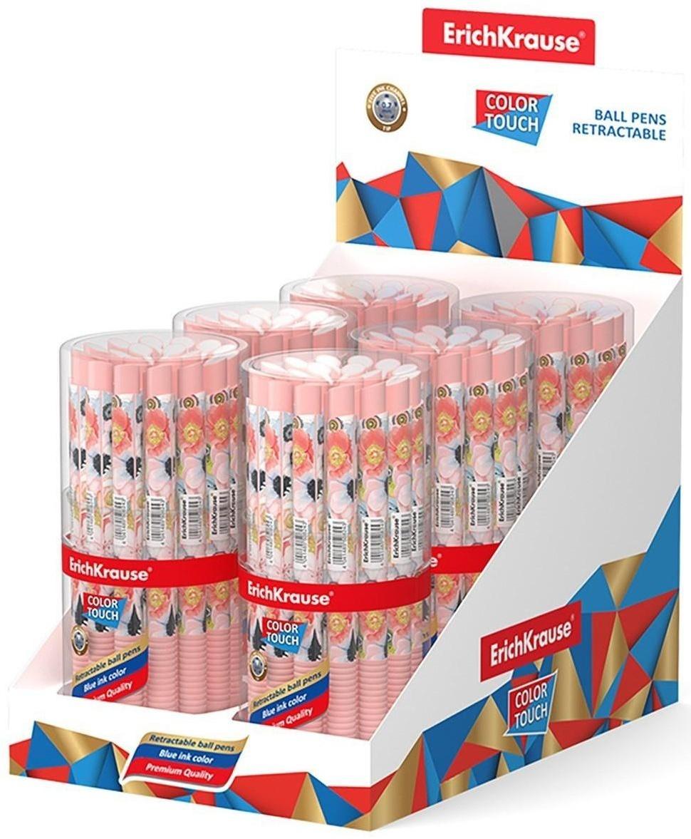 Ручка шариковая автоматическая ErichKrause ColorTouch Flower Cocktail, узел 0.7 мм, тонкое письмо, корпус Soft Touch, корпус с дизайном, чернила синие