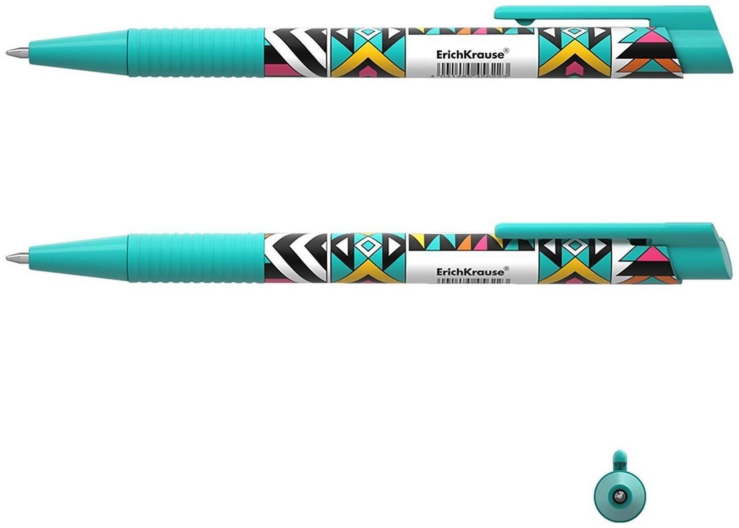 Ручка шариковая автоматическая ErichKrause ColorTouch Ornament, узел 0.7 мм, тонкое письмо, корпус Soft Touch, корпус с дизайном, чернила синие