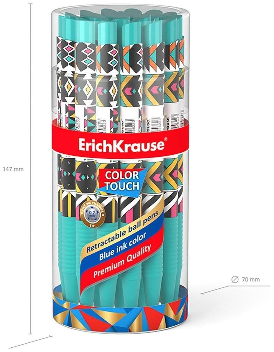 Ручка шариковая автоматическая ErichKrause ColorTouch Ornament, узел 0.7 мм, тонкое письмо, корпус Soft Touch, корпус с дизайном, чернила синие