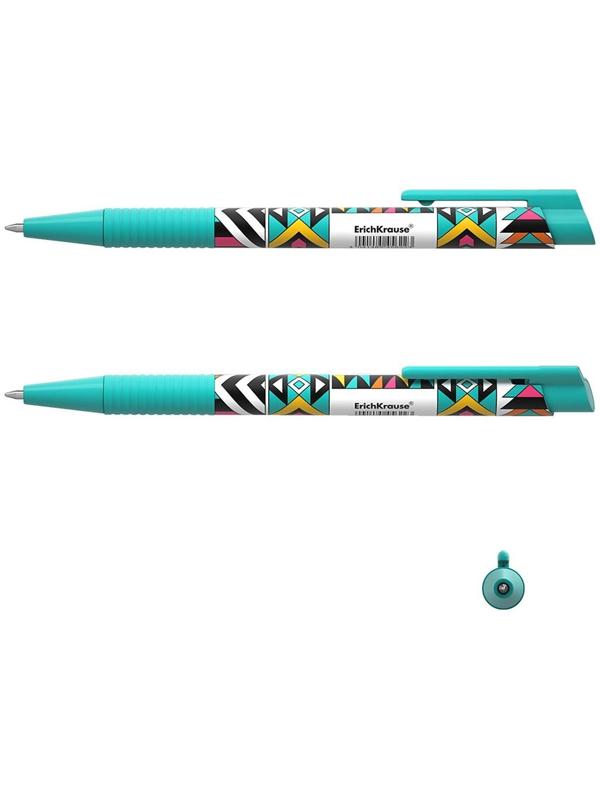 Ручка шариковая автоматическая ErichKrause ColorTouch Ornament, узел 0.7 мм, тонкое письмо, корпус Soft Touch, корпус с дизайном, чернила синие