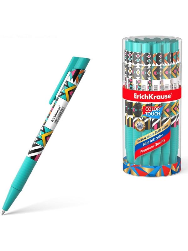 Ручка шариковая автоматическая ErichKrause ColorTouch Ornament, узел 0.7 мм, тонкое письмо, корпус Soft Touch, корпус с дизайном, чернила синие