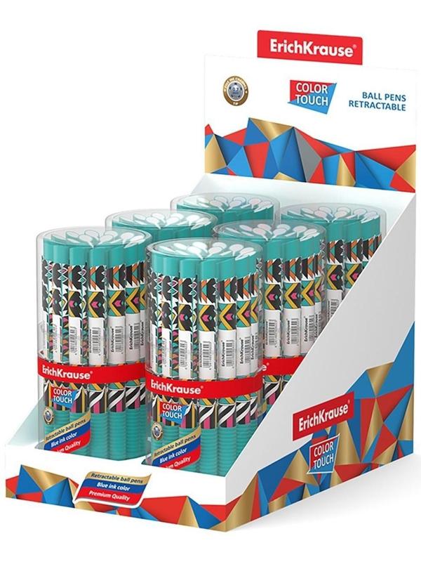 Ручка шариковая автоматическая ErichKrause ColorTouch Ornament, узел 0.7 мм, тонкое письмо, корпус Soft Touch, корпус с дизайном, чернила синие