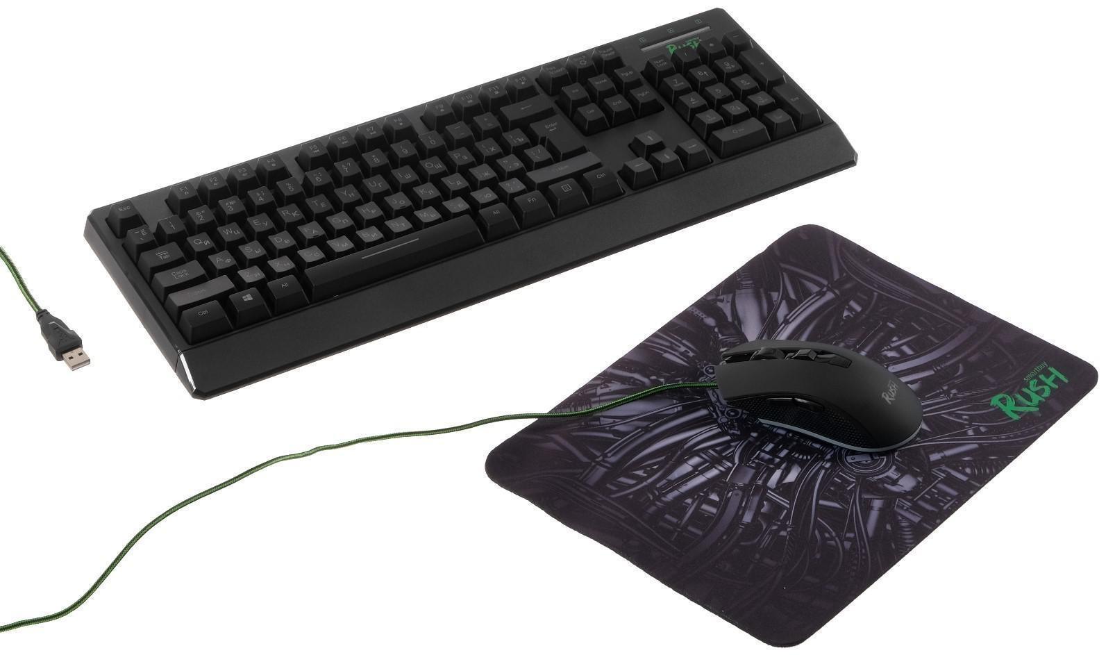 Игровой набор Smartbuy RUSH Kraken 4 в 1, клавиатура+мышь+гарнитура+ковер, проводной, 6400 d