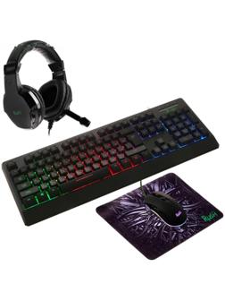 Игровой набор Smartbuy RUSH Kraken 4 в 1, клавиатура+мышь+гарнитура+ковер, проводной, 6400 d