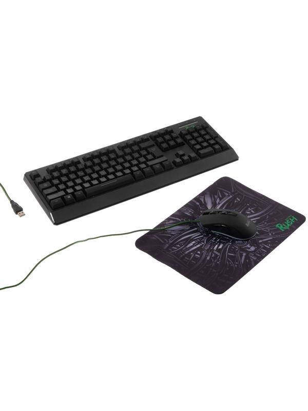 Игровой набор Smartbuy RUSH Kraken 4 в 1, клавиатура+мышь+гарнитура+ковер, проводной, 6400 d