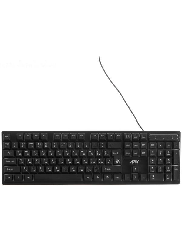 Клавиатура Defender Arx GK-196L, игровая, проводная, подсветка, 104 клавиши, USB, чёрная