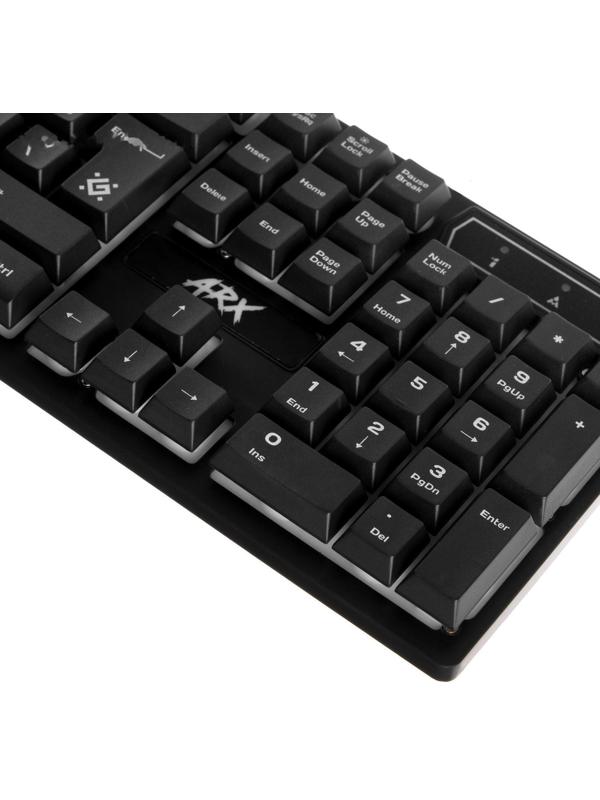 Клавиатура Defender Arx GK-196L, игровая, проводная, подсветка, 104 клавиши, USB, чёрная