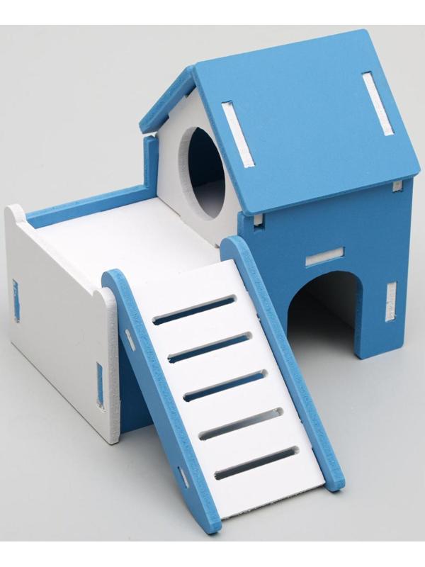 Домик для грызунов двухэтажный с лесенкой, 15 х 9,5 х 13,5 см, микс цветов