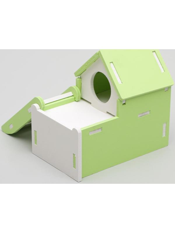 Домик для грызунов двухэтажный с лесенкой, 15 х 9,5 х 13,5 см, микс цветов