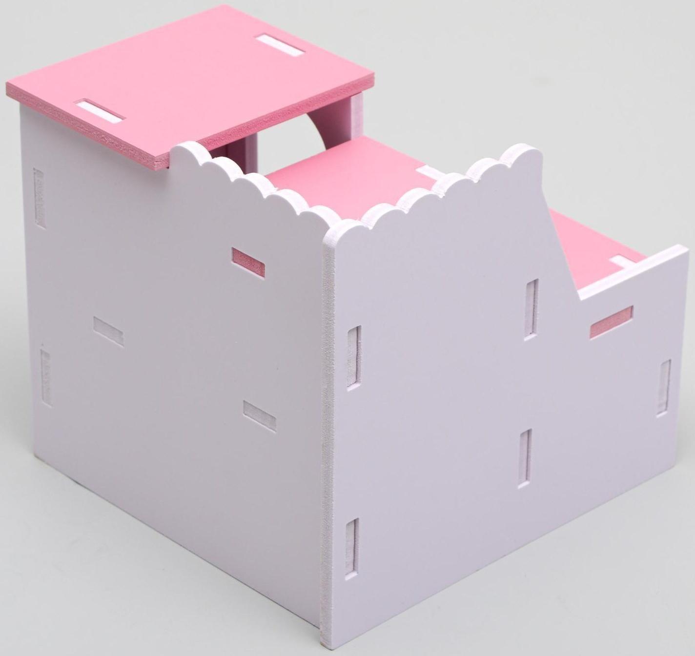 Домик для грызунов двухэтажный с лесенкой, 15,5  х 15,5 х 13,5 см, микс цветов