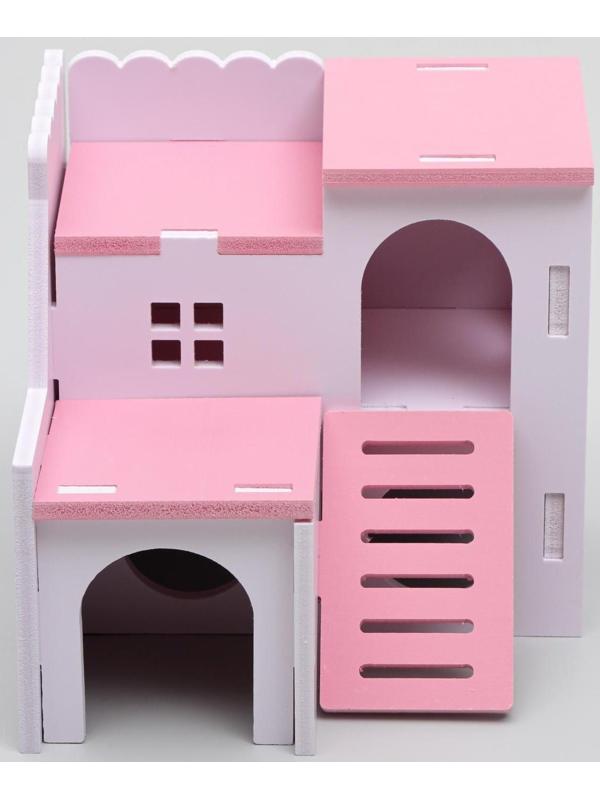 Домик для грызунов двухэтажный с лесенкой, 15,5  х 15,5 х 13,5 см, микс цветов