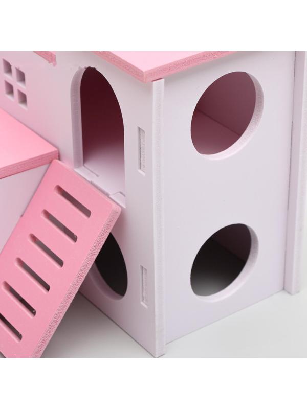 Домик для грызунов двухэтажный с лесенкой, 15,5  х 15,5 х 13,5 см, микс цветов