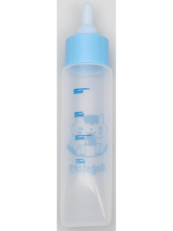 Бутылочка для вскармливания грызунов 30 мл с силиконовой соской (короткий носик), голубая
