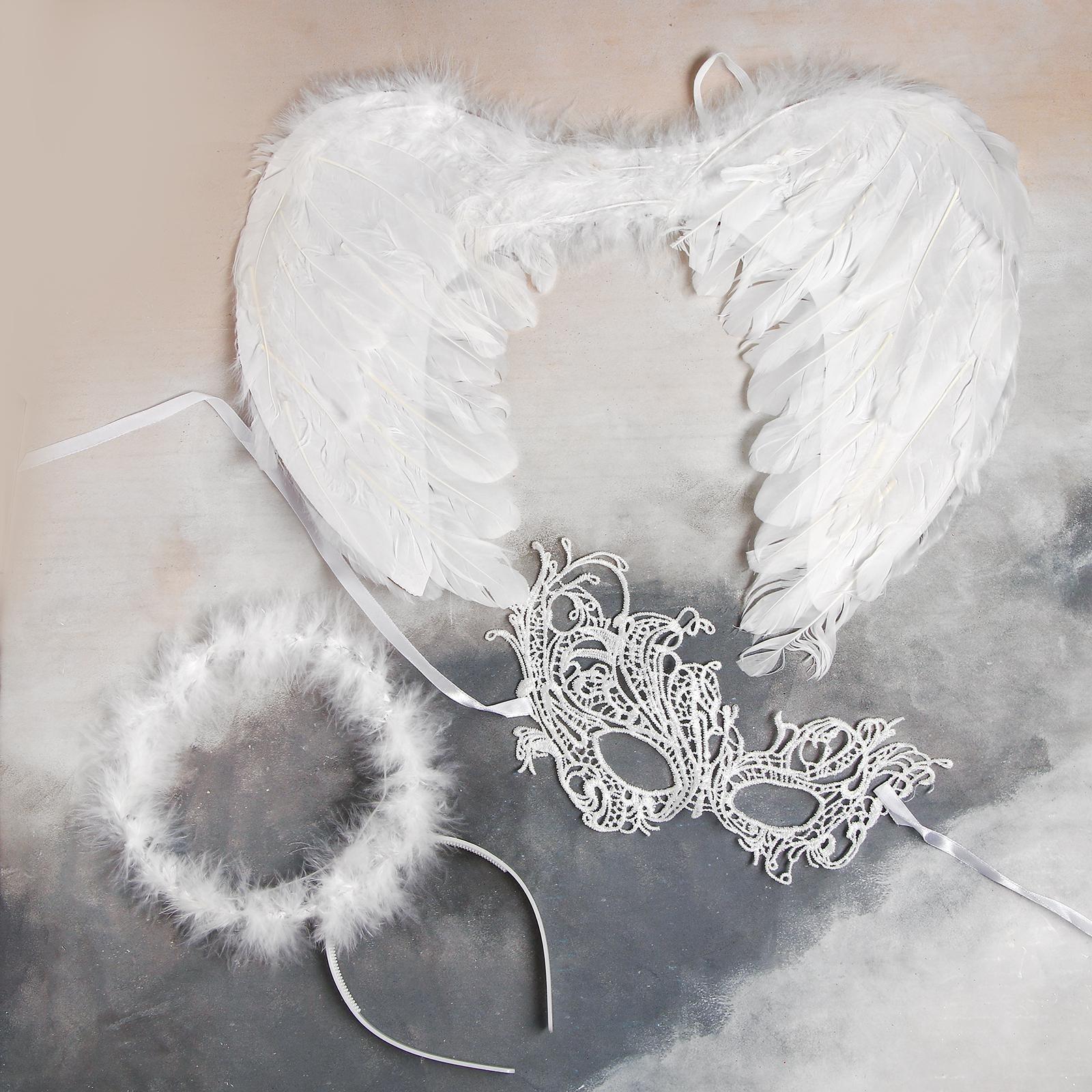 Карнавальный набор «Белый ангел», крылья, маска, ободок