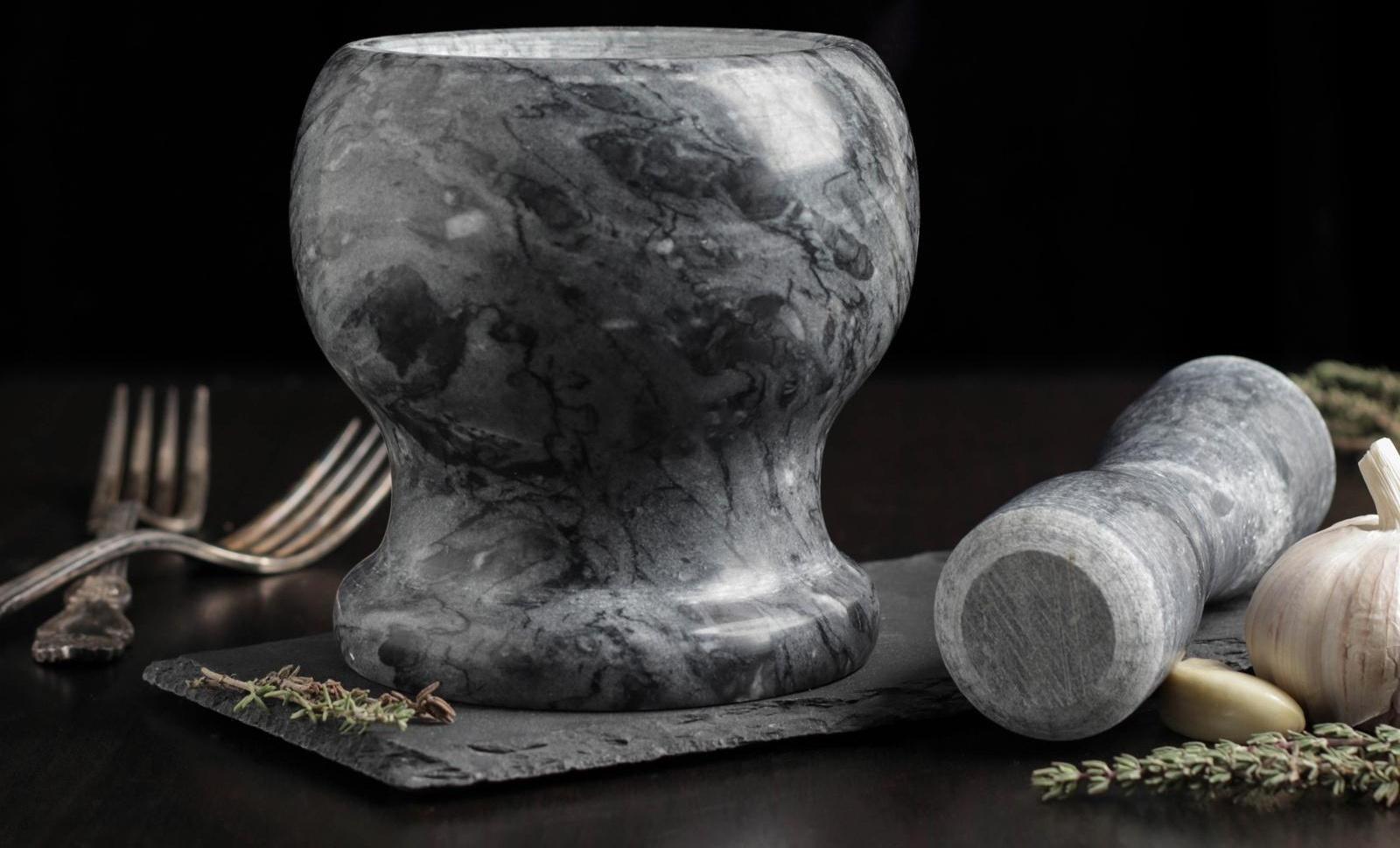 Ступка с толкушкой «Мрамор», из натурального камня