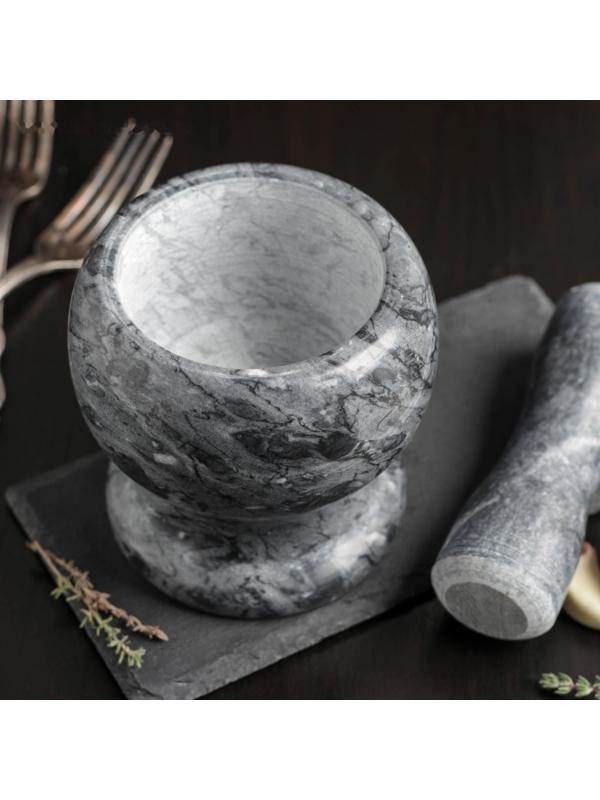 Ступка с толкушкой «Мрамор», из натурального камня