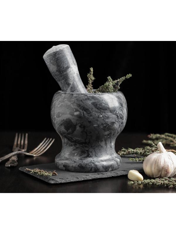 Ступка с толкушкой «Мрамор», из натурального камня