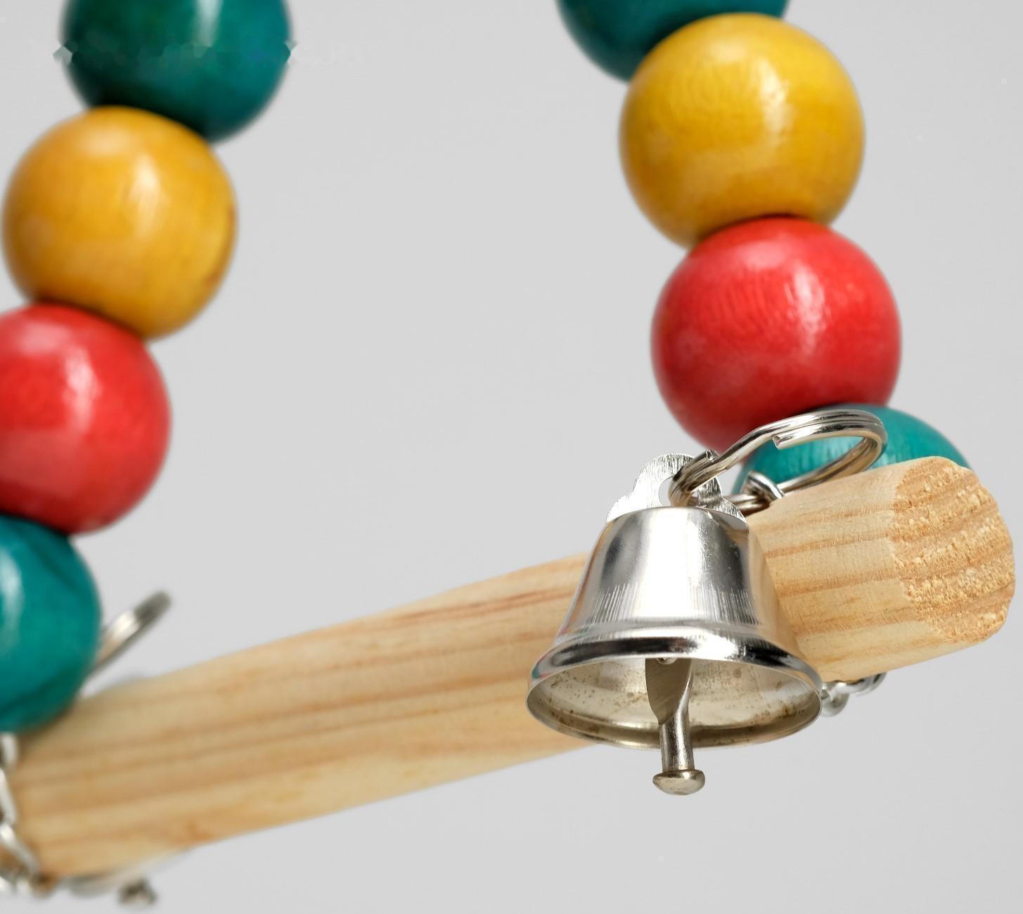 Качели для птиц с деревянной жёрдочкой треугольные, микс цветов