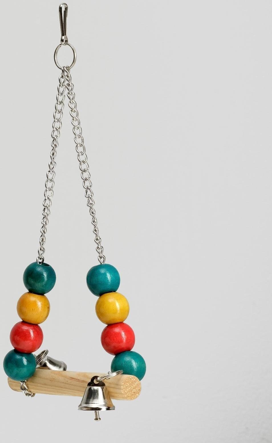 Качели для птиц с деревянной жёрдочкой треугольные, микс цветов