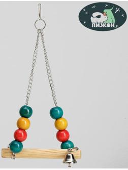 Качели для птиц с деревянной жёрдочкой треугольные, микс цветов