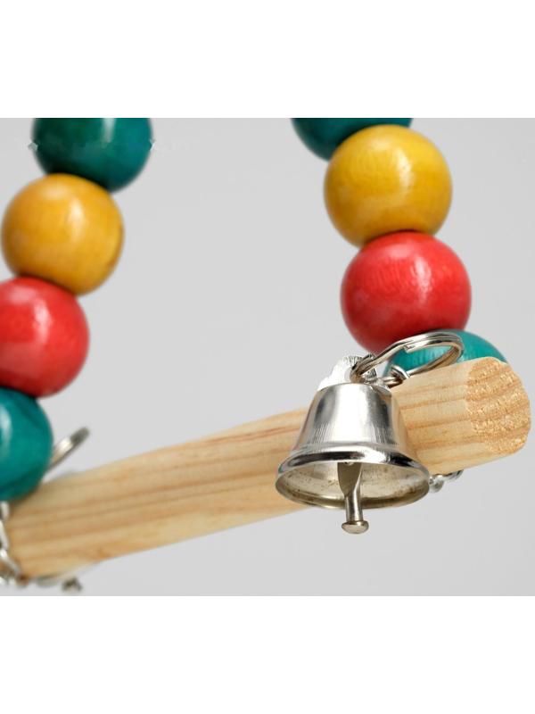 Качели для птиц с деревянной жёрдочкой треугольные, микс цветов