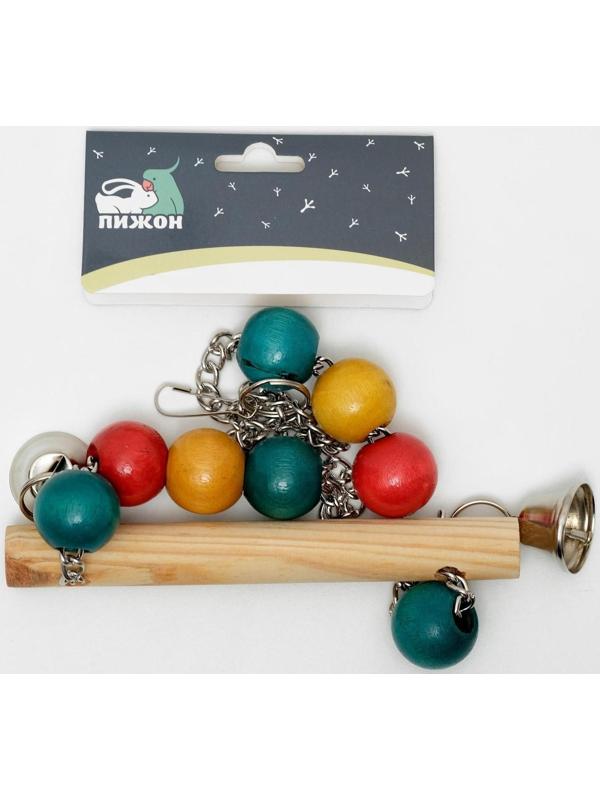 Качели для птиц с деревянной жёрдочкой треугольные, микс цветов