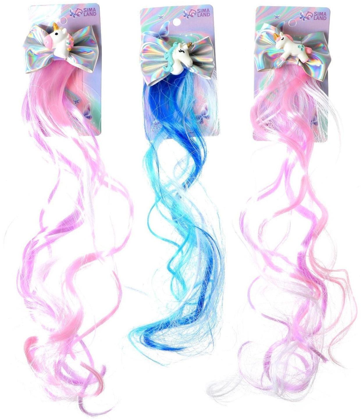 Зажим «Бант», с единорогом, цвета МИКС