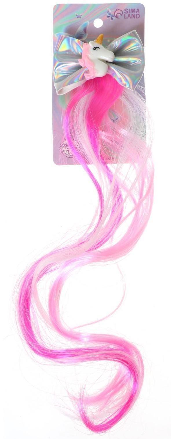 Зажим «Бант», с единорогом, цвета МИКС